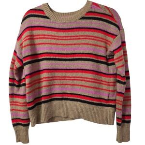 Preppy Striped lucky Brand Crew Neck‎ Sweater Cotton Blend Size Small
